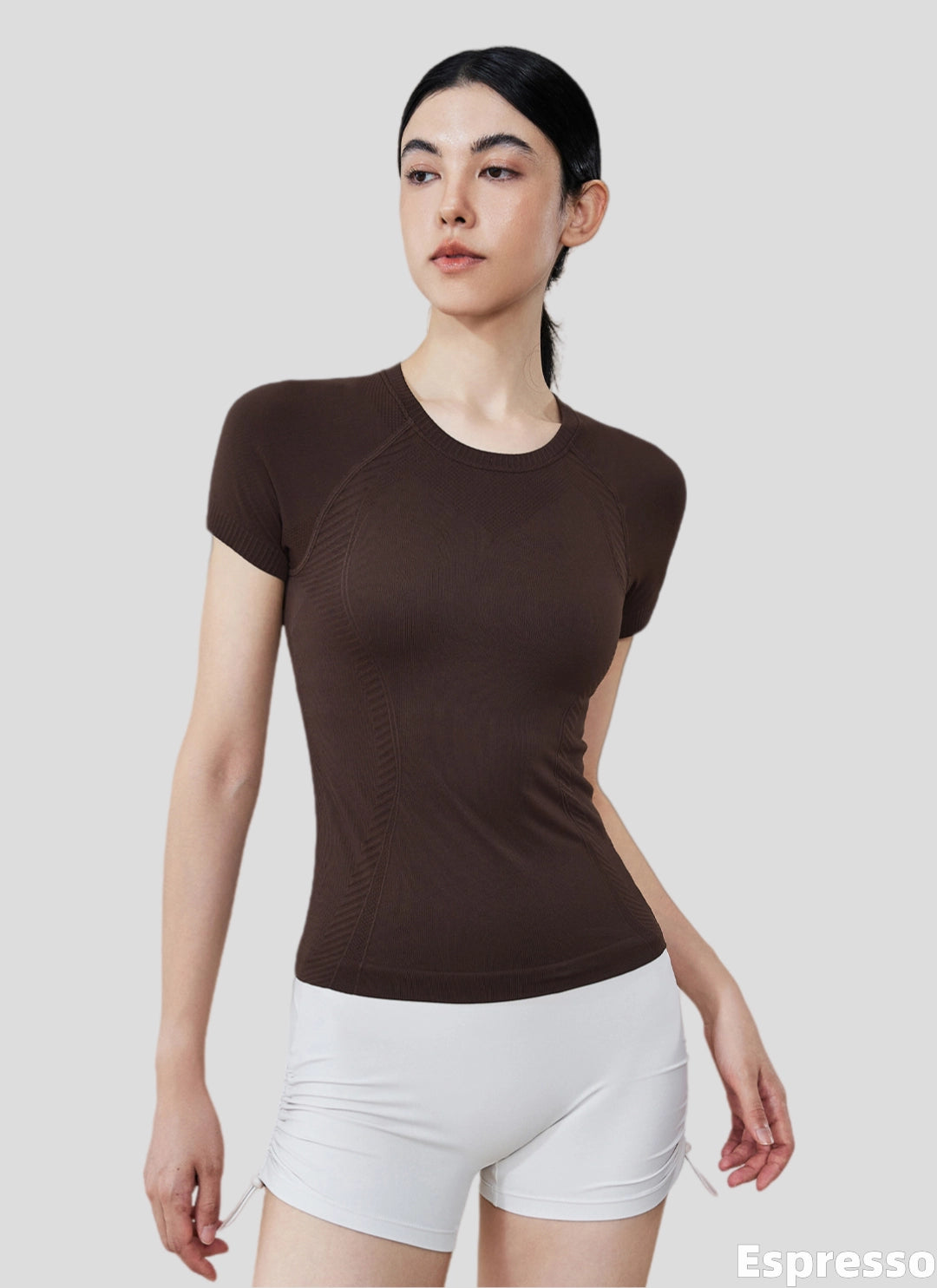 LuneFlow TCX42002 – Hauts de yoga sans couture en gros pour femmes – T-shirts de sport à manches longues respirants effet seconde peau pour le fitness et la course à pied