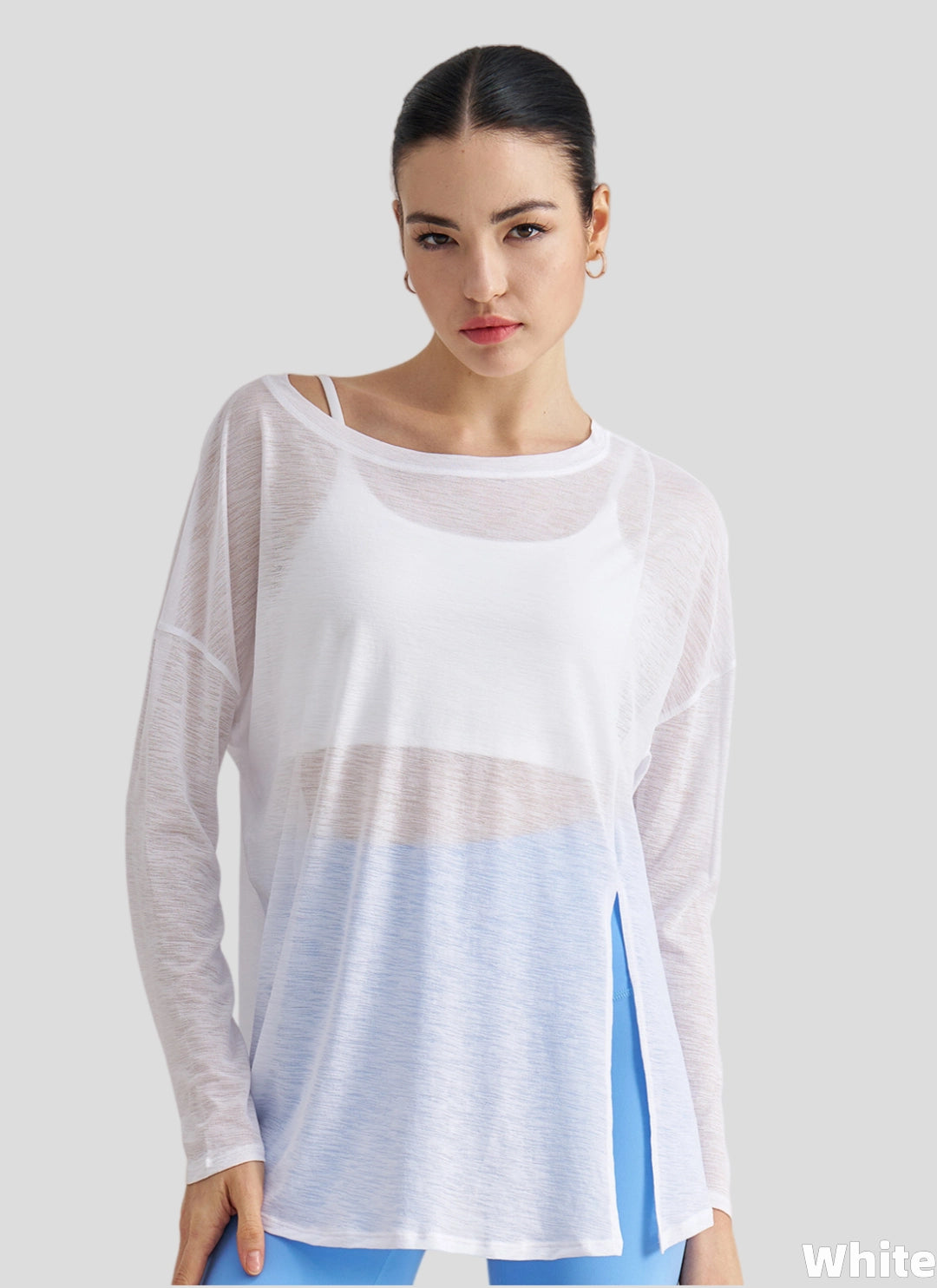 LuneFlow TCX42002 – Hauts de yoga sans couture en gros pour femmes – T-shirts de sport à manches longues respirants effet seconde peau pour le fitness et la course à pied