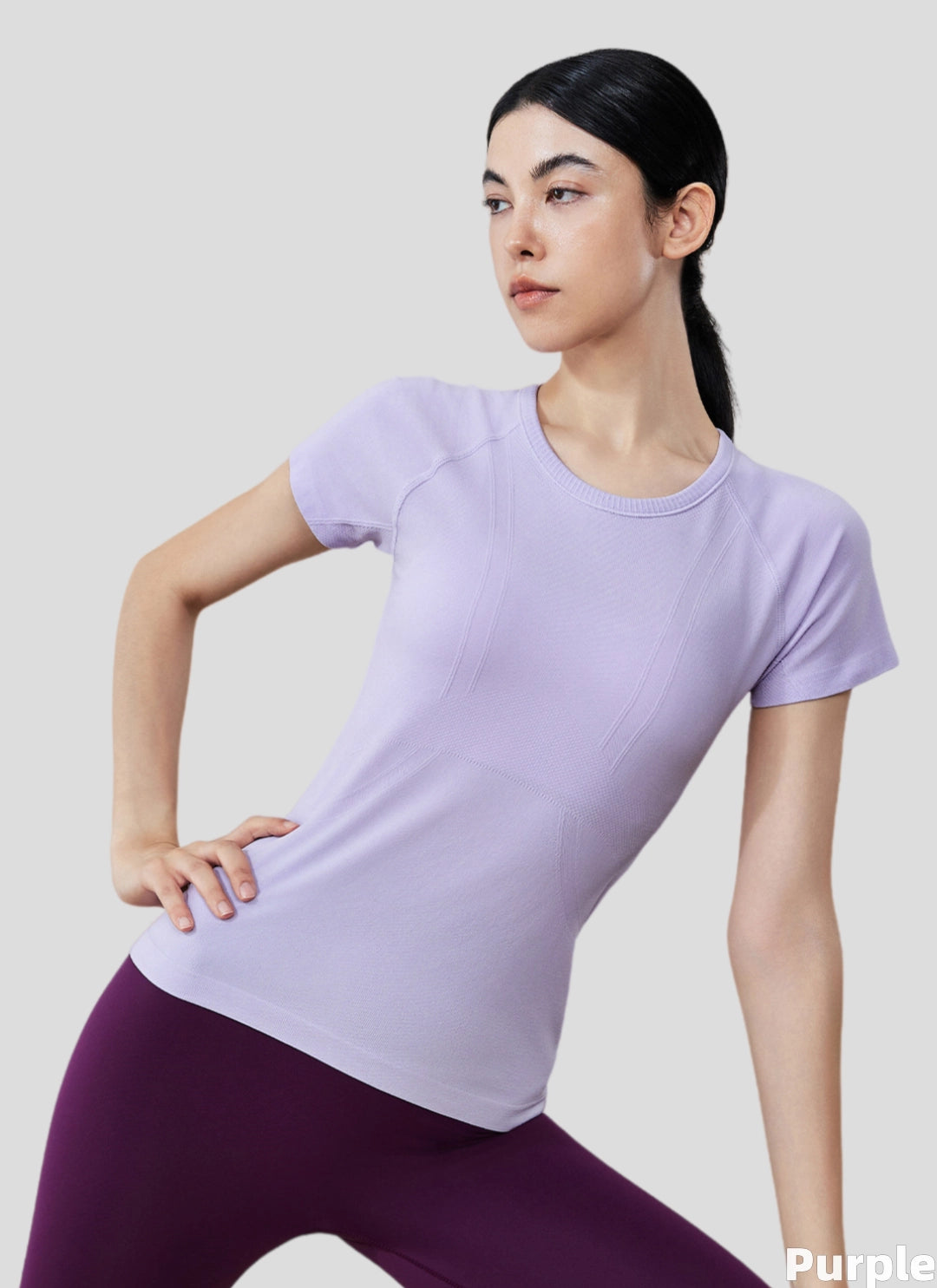 LuneFlow TCX42002 – Hauts de yoga sans couture en gros pour femmes – T-shirts de sport à manches longues respirants effet seconde peau pour le fitness et la course à pied