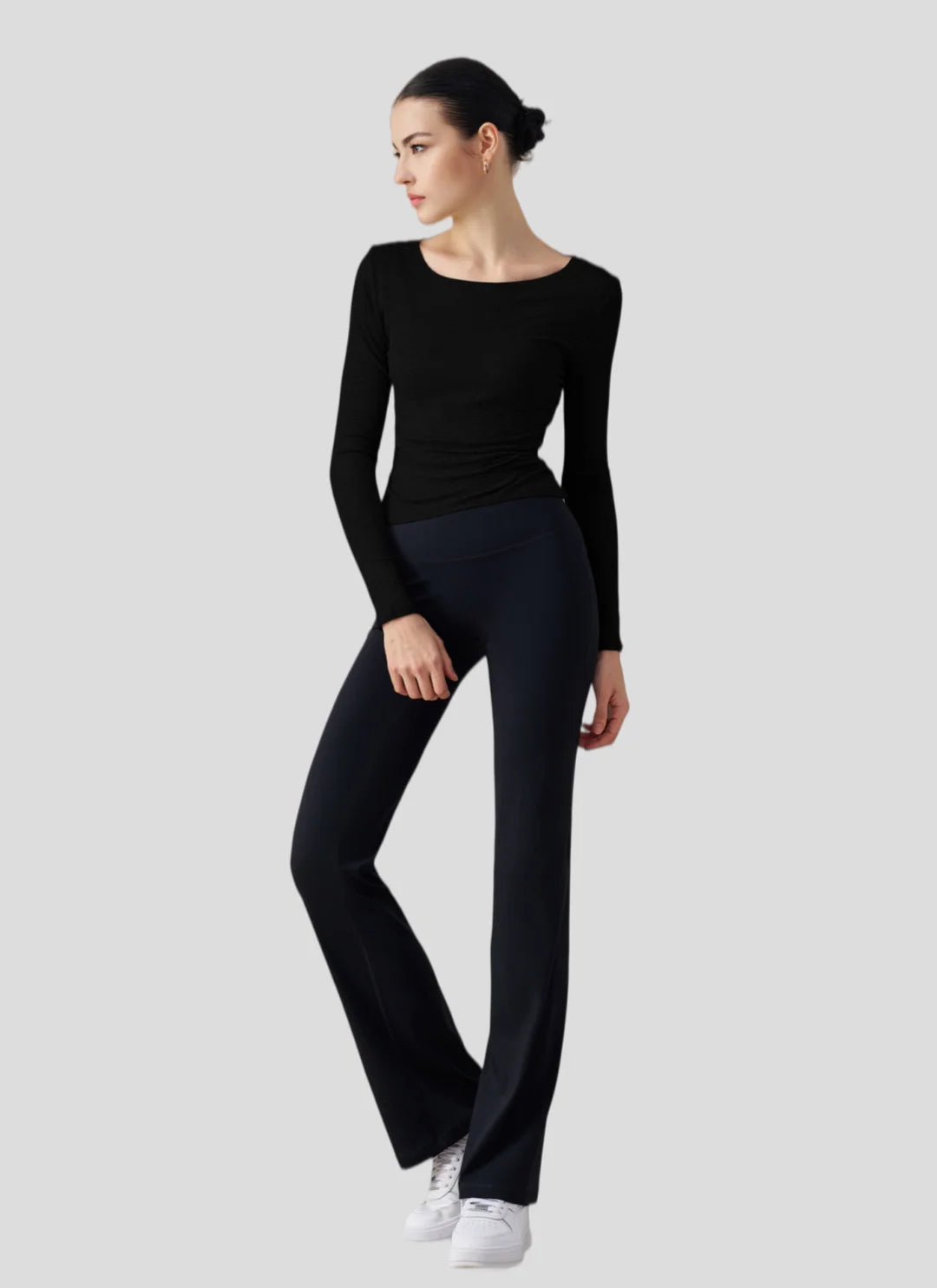 LuneFlow TCX42002 – Hauts de yoga sans couture en gros pour femmes – T-shirts de sport à manches longues respirants effet seconde peau pour le fitness et la course à pied