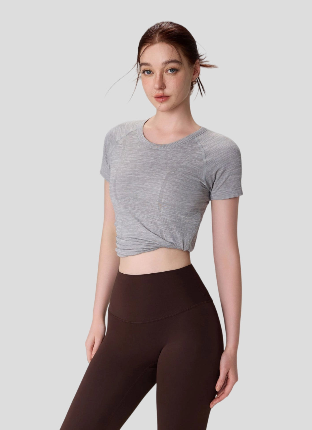 LuneFlow TCX42002 – Hauts de yoga sans couture en gros pour femmes – T-shirts de sport à manches longues respirants effet seconde peau pour le fitness et la course à pied