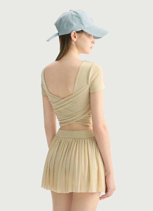 Sheer Flowy High-Waisted Workout Mini Skirt TDQ62009