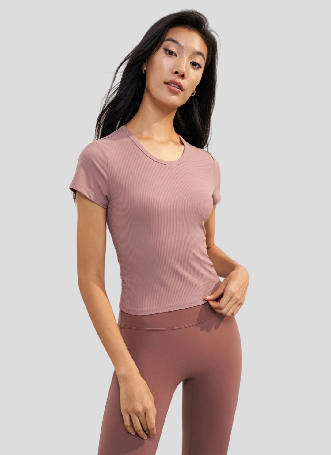 LuneFlow TCX42002 – Hauts de yoga sans couture en gros pour femmes – T-shirts de sport à manches longues respirants effet seconde peau pour le fitness et la course à pied