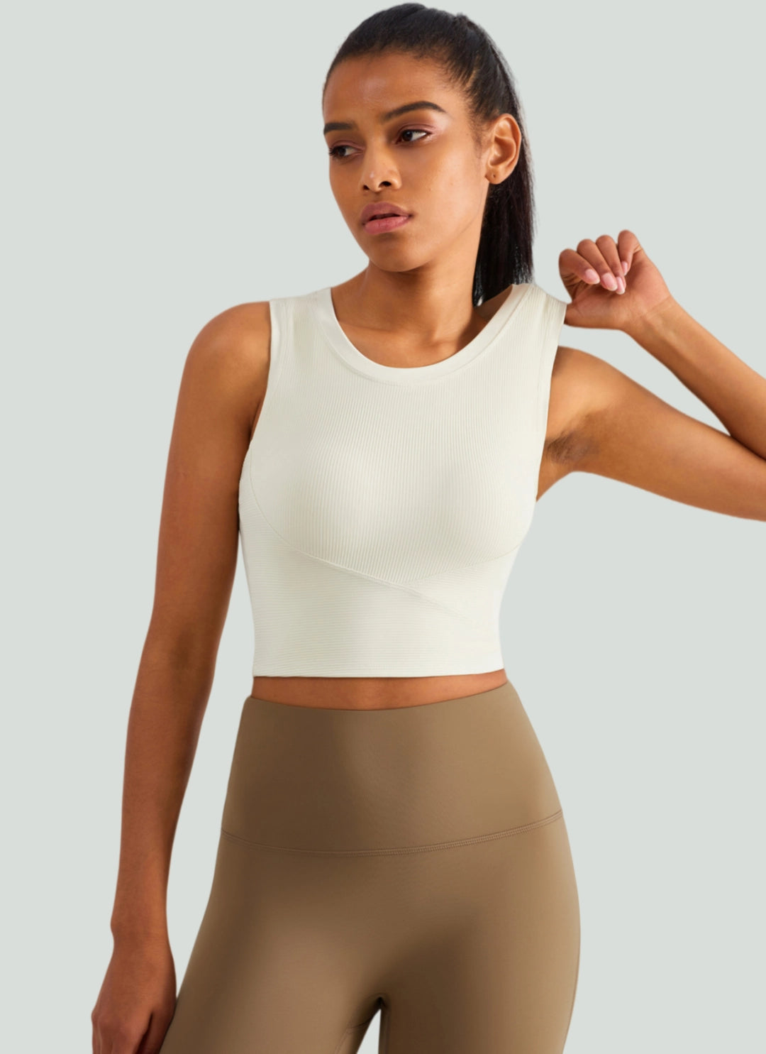 LuneFlow TCX42002 – Hauts de yoga sans couture en gros pour femmes – T-shirts de sport à manches longues respirants effet seconde peau pour le fitness et la course à pied