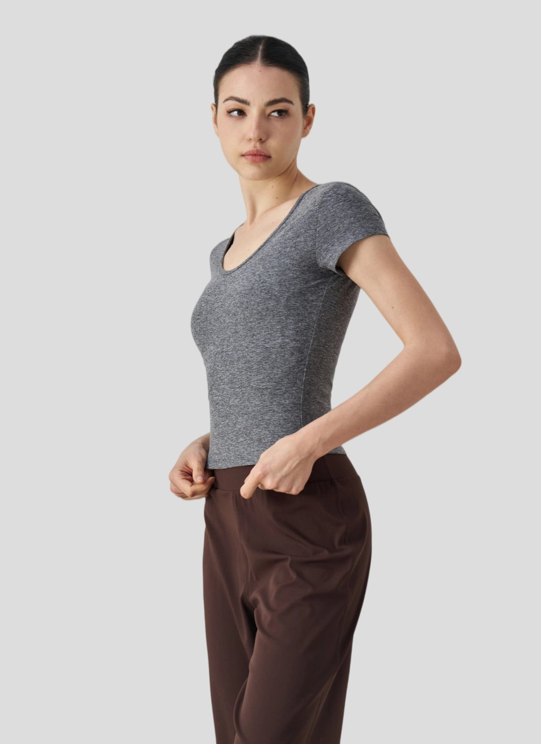 LuneFlow TCX42002 – Hauts de yoga sans couture en gros pour femmes – T-shirts de sport à manches longues respirants effet seconde peau pour le fitness et la course à pied