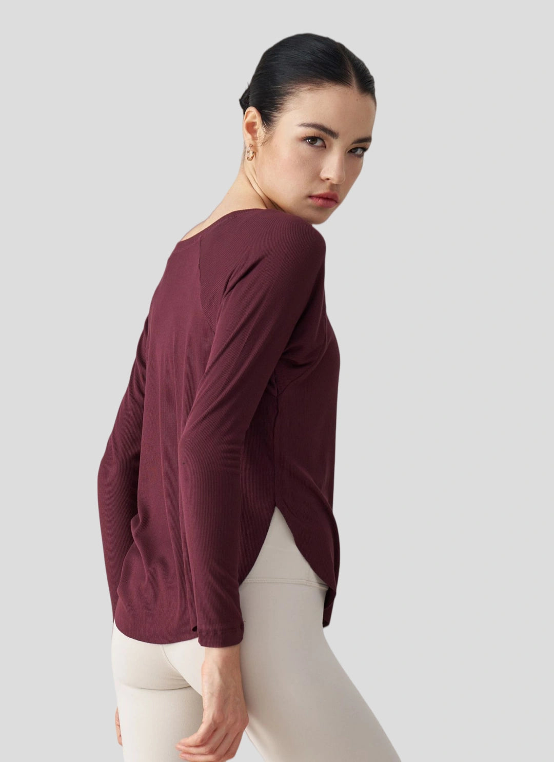 LuneFlow TCX42002 – Hauts de yoga sans couture en gros pour femmes – T-shirts de sport à manches longues respirants effet seconde peau pour le fitness et la course à pied