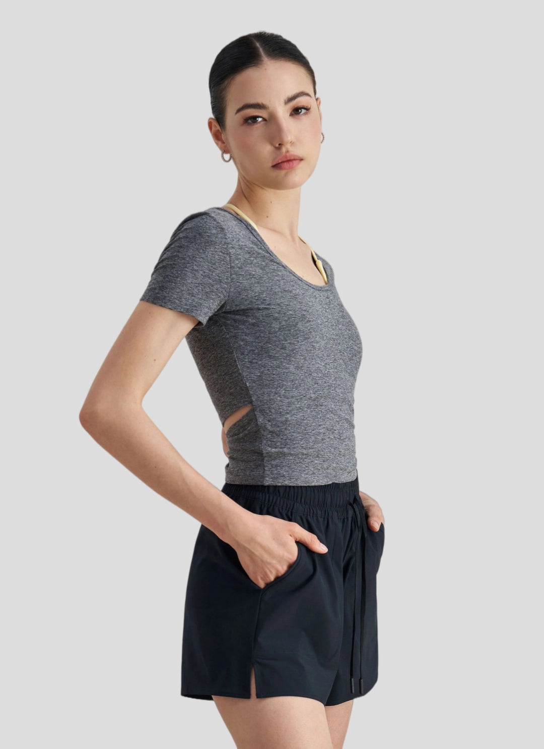 LuneFlow TCX42002 – Hauts de yoga sans couture en gros pour femmes – T-shirts de sport à manches longues respirants effet seconde peau pour le fitness et la course à pied