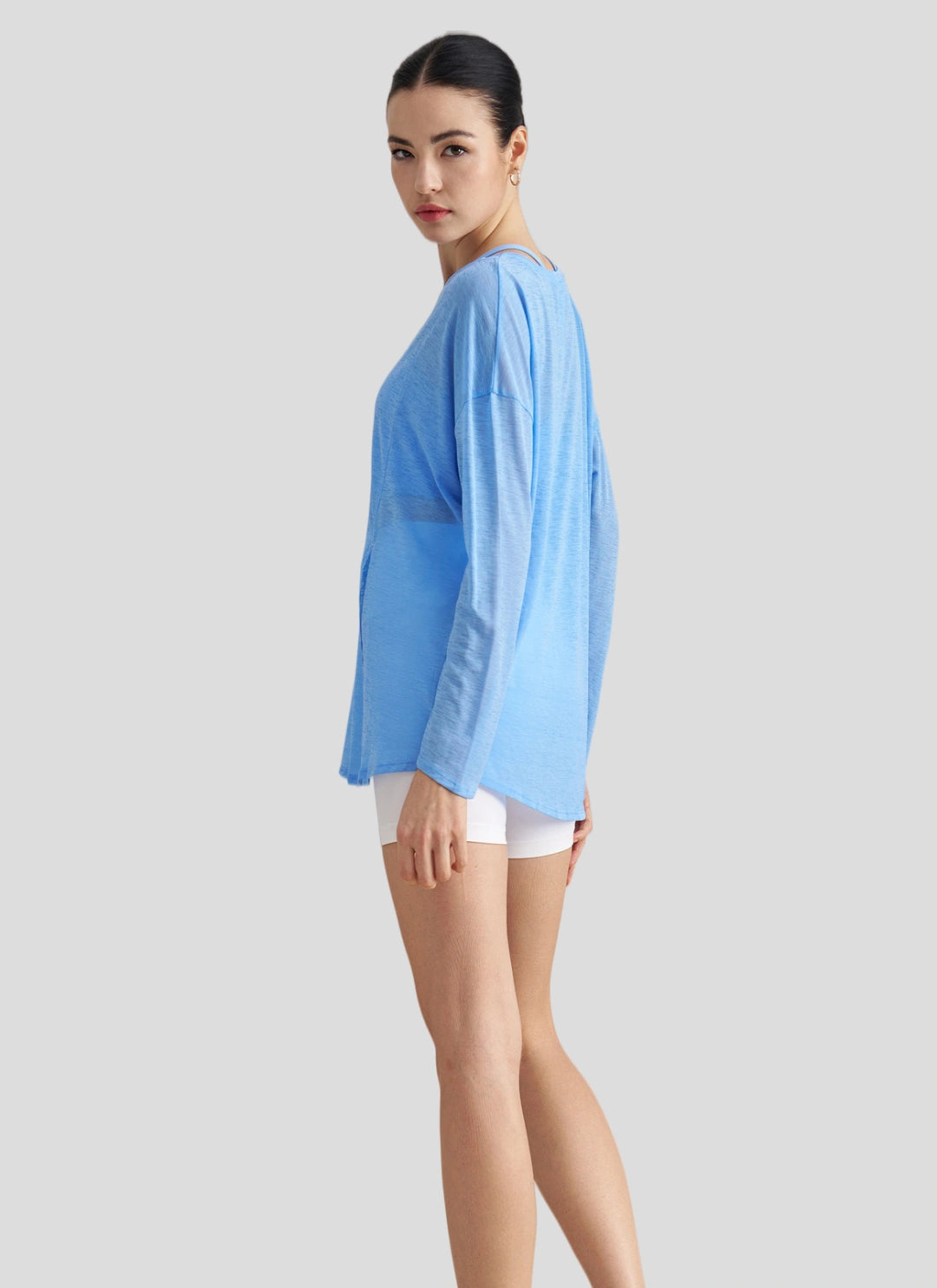 LuneFlow TCX42002 – Hauts de yoga sans couture en gros pour femmes – T-shirts de sport à manches longues respirants effet seconde peau pour le fitness et la course à pied