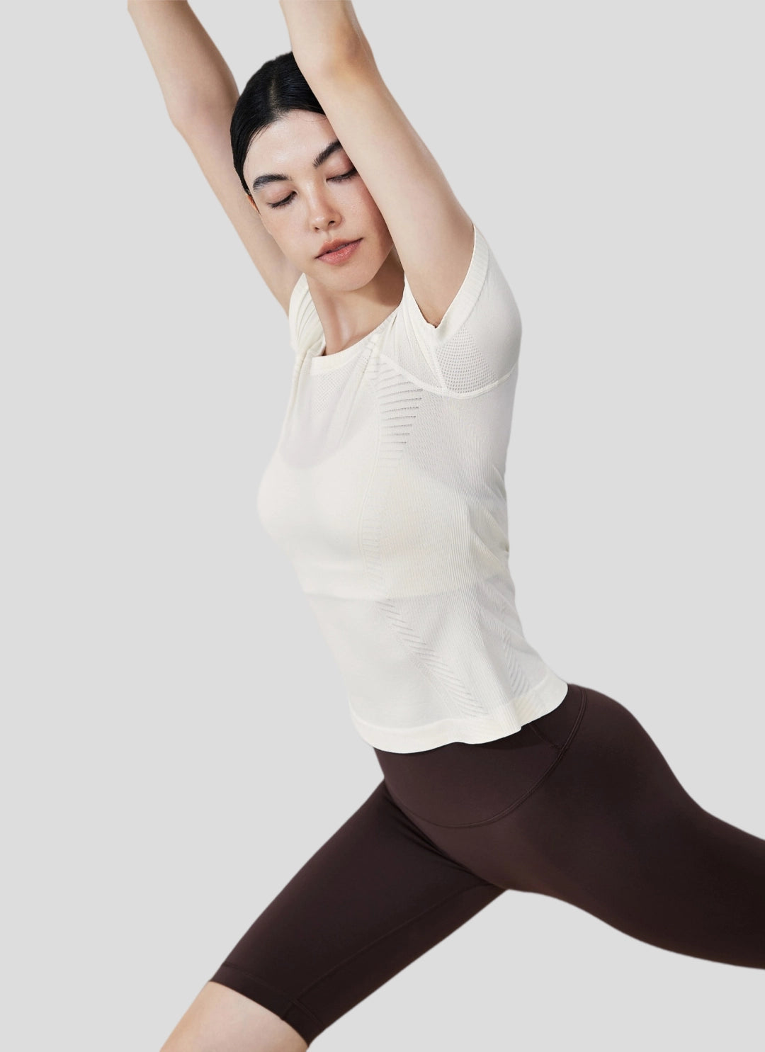 LuneFlow TCX42002 – Hauts de yoga sans couture en gros pour femmes – T-shirts de sport à manches longues respirants effet seconde peau pour le fitness et la course à pied