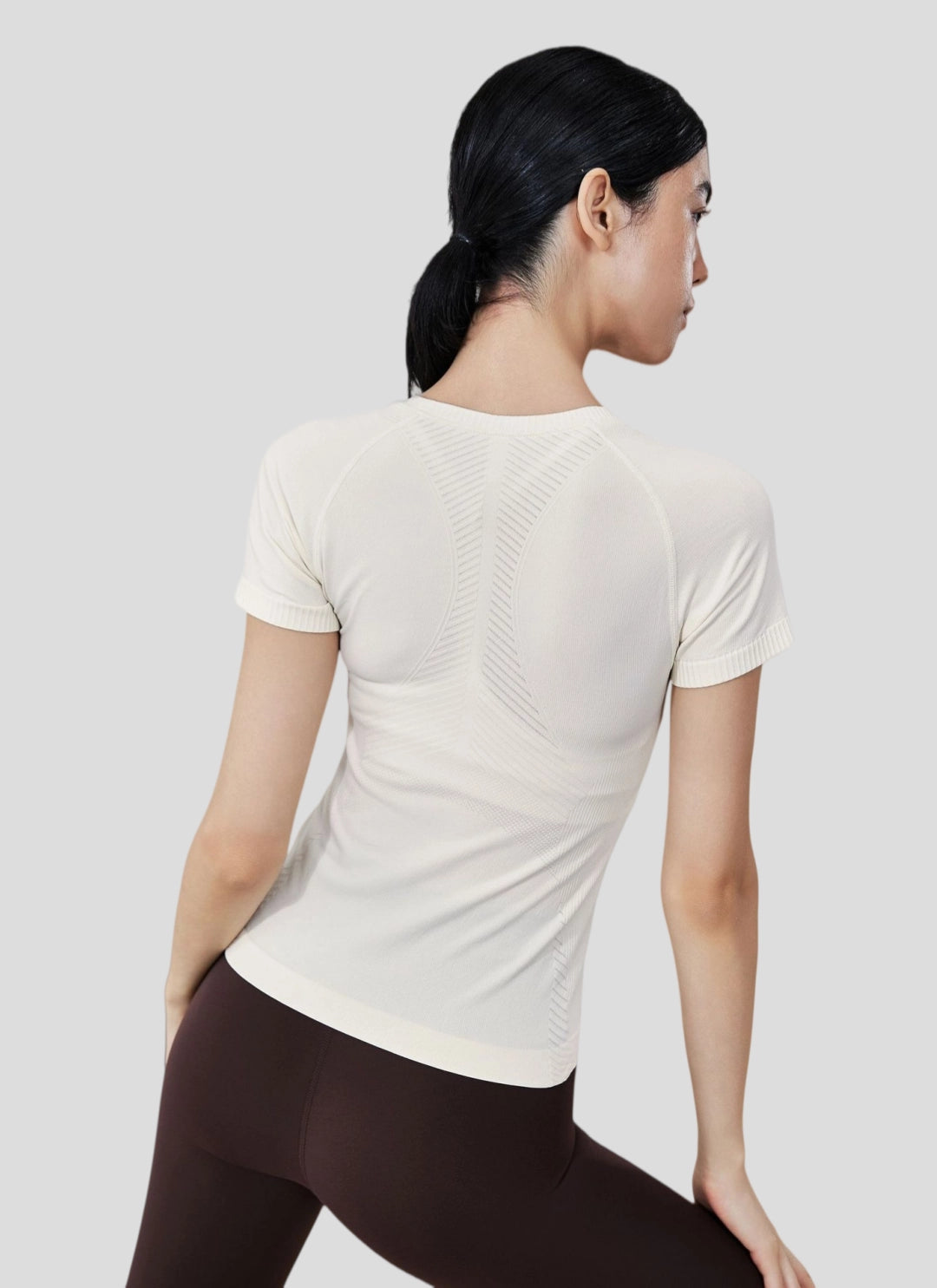 LuneFlow TCX42002 – Hauts de yoga sans couture en gros pour femmes – T-shirts de sport à manches longues respirants effet seconde peau pour le fitness et la course à pied