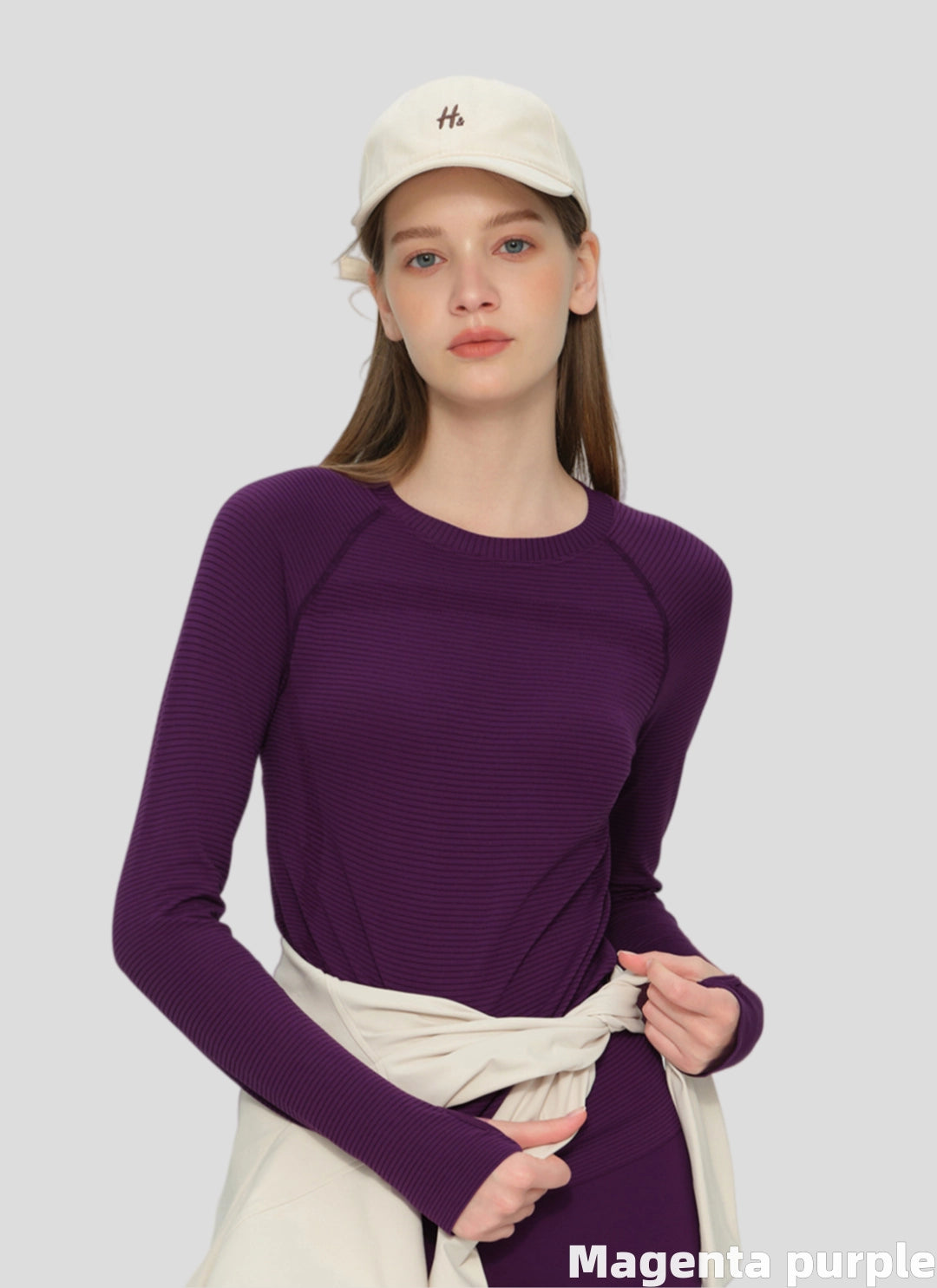 LuneFlow TCX42002 – Hauts de yoga sans couture en gros pour femmes – T-shirts de sport à manches longues respirants effet seconde peau pour le fitness et la course à pied