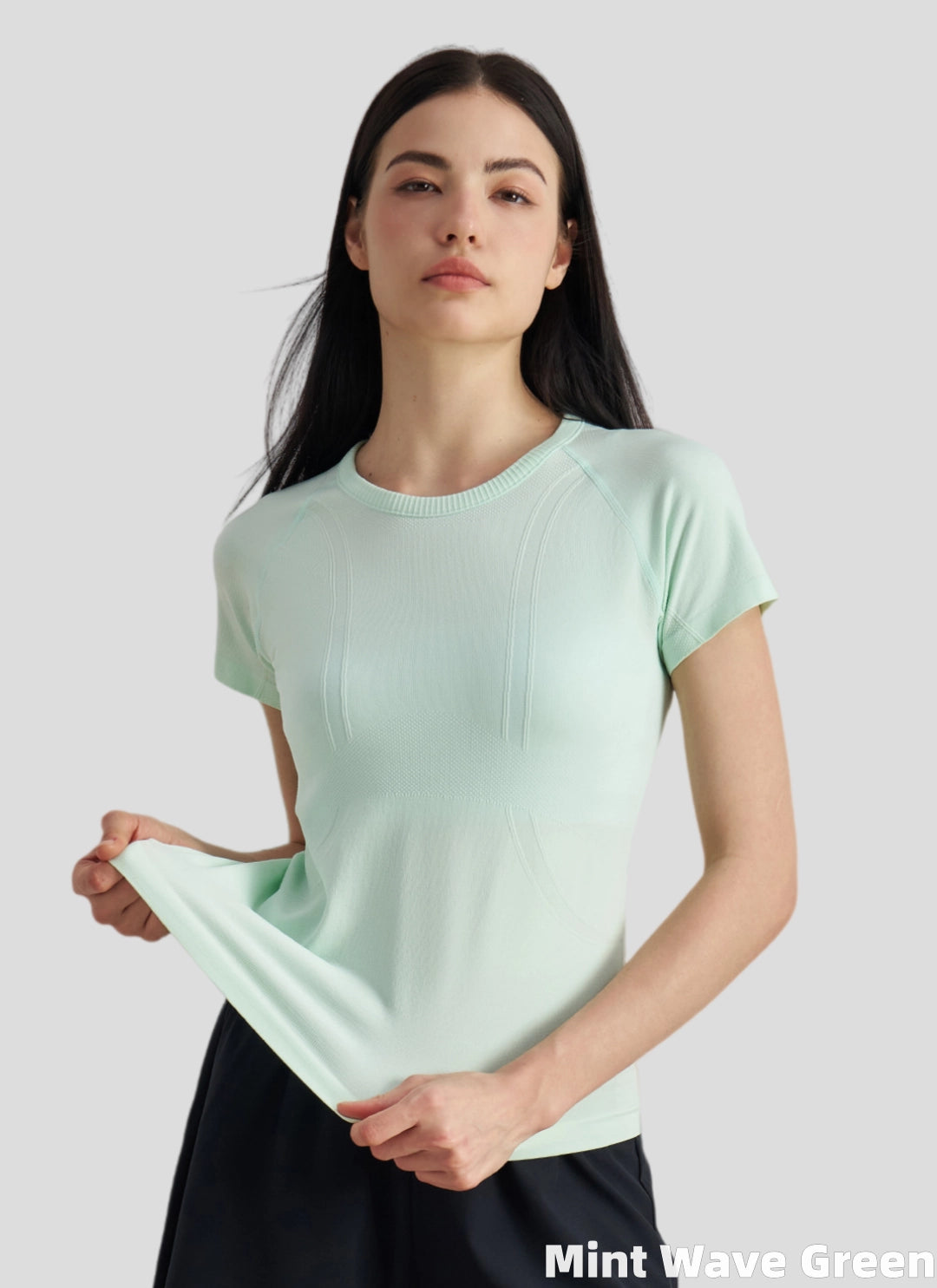 LuneFlow TCX42002 – Hauts de yoga sans couture en gros pour femmes – T-shirts de sport à manches longues respirants effet seconde peau pour le fitness et la course à pied