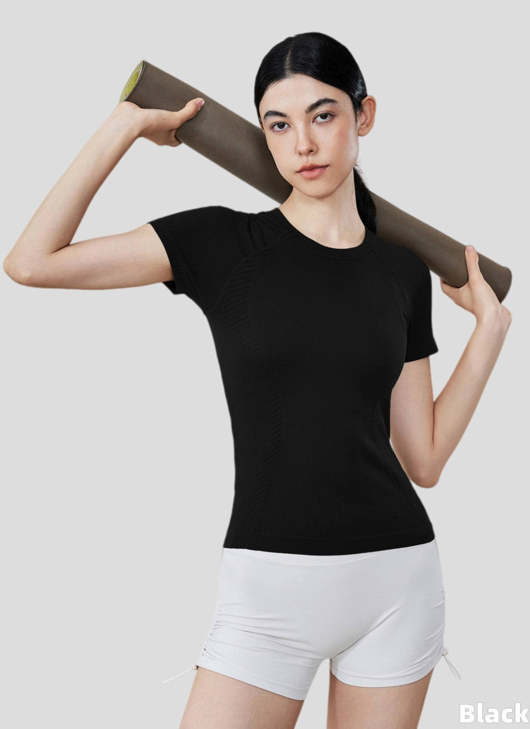 LuneFlow TCX42002 – Hauts de yoga sans couture en gros pour femmes – T-shirts de sport à manches longues respirants effet seconde peau pour le fitness et la course à pied