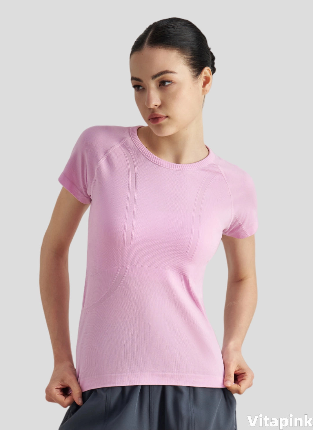 LuneFlow TCX42002 – Hauts de yoga sans couture en gros pour femmes – T-shirts de sport à manches longues respirants effet seconde peau pour le fitness et la course à pied