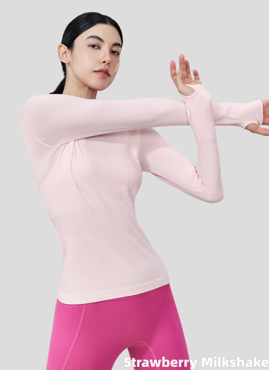 LuneFlow TCX42002 – Hauts de yoga sans couture en gros pour femmes – T-shirts de sport à manches longues respirants effet seconde peau pour le fitness et la course à pied