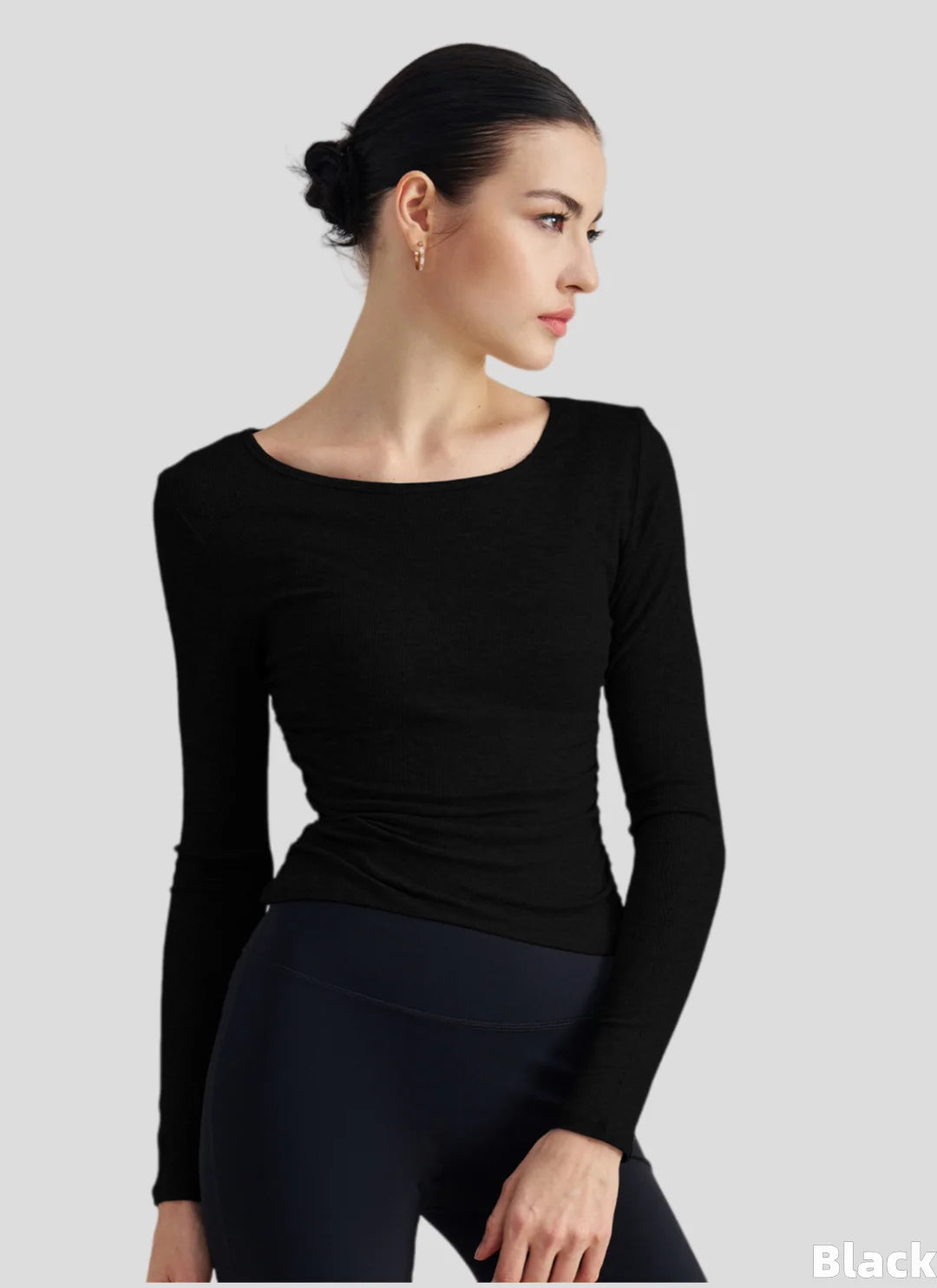 LuneFlow TCX42002 – Hauts de yoga sans couture en gros pour femmes – T-shirts de sport à manches longues respirants effet seconde peau pour le fitness et la course à pied