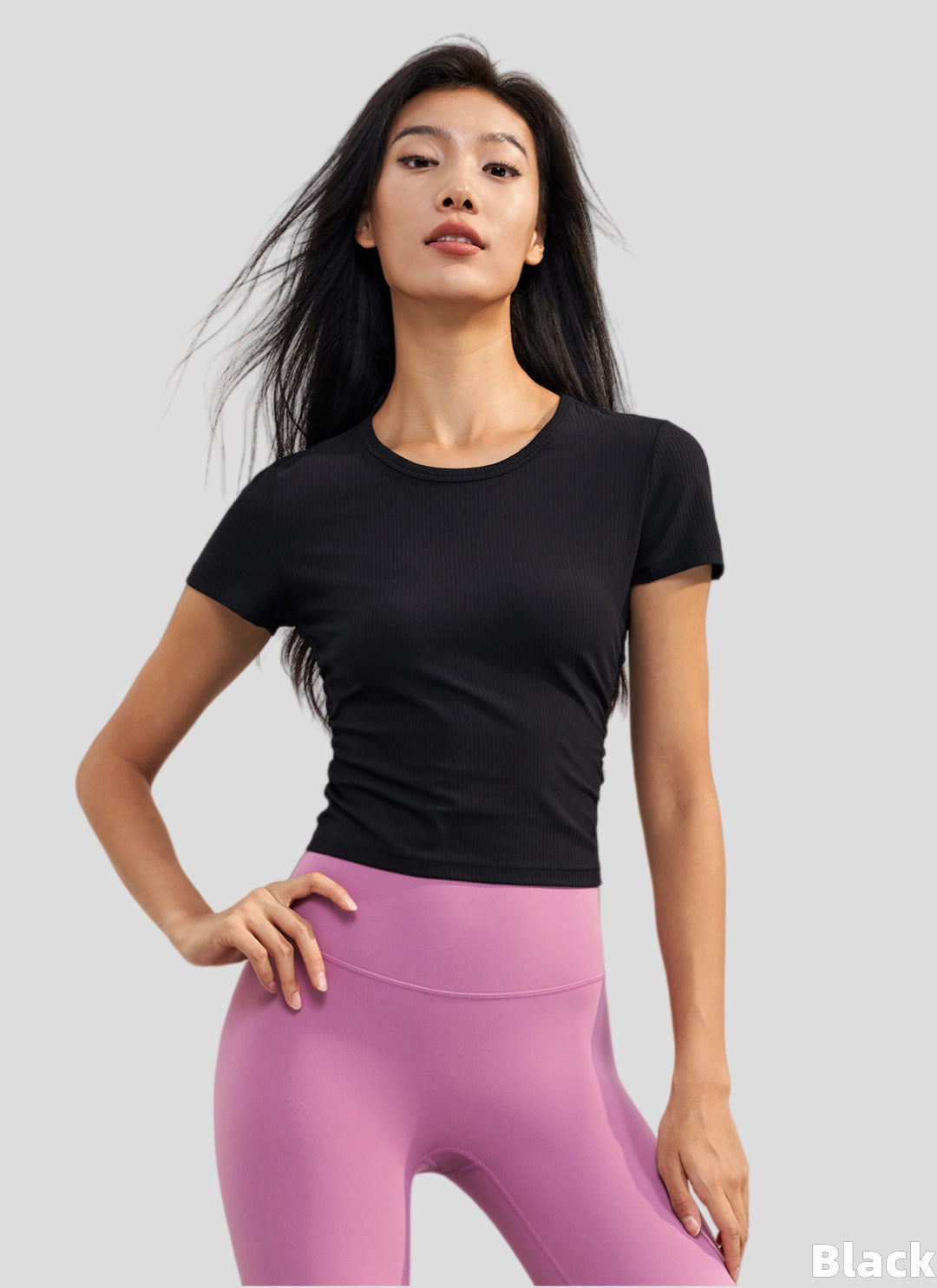 LuneFlow TCX42002 – Hauts de yoga sans couture en gros pour femmes – T-shirts de sport à manches longues respirants effet seconde peau pour le fitness et la course à pied