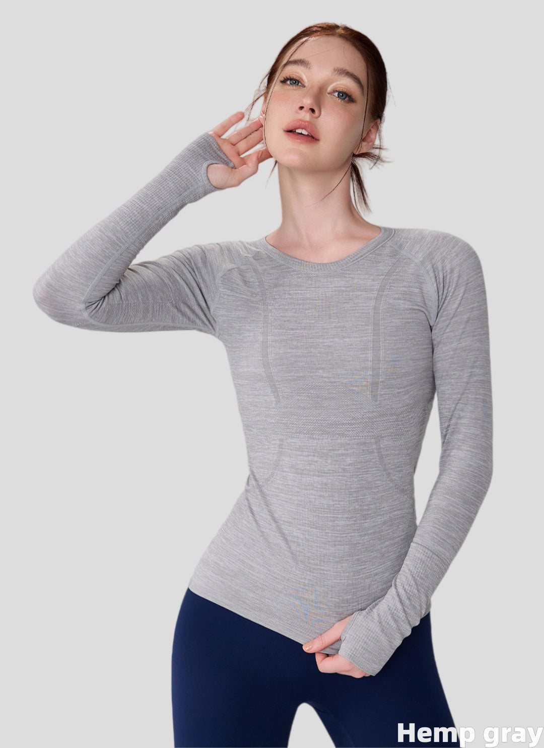 LuneFlow TCX42002 – Hauts de yoga sans couture en gros pour femmes – T-shirts de sport à manches longues respirants effet seconde peau pour le fitness et la course à pied
