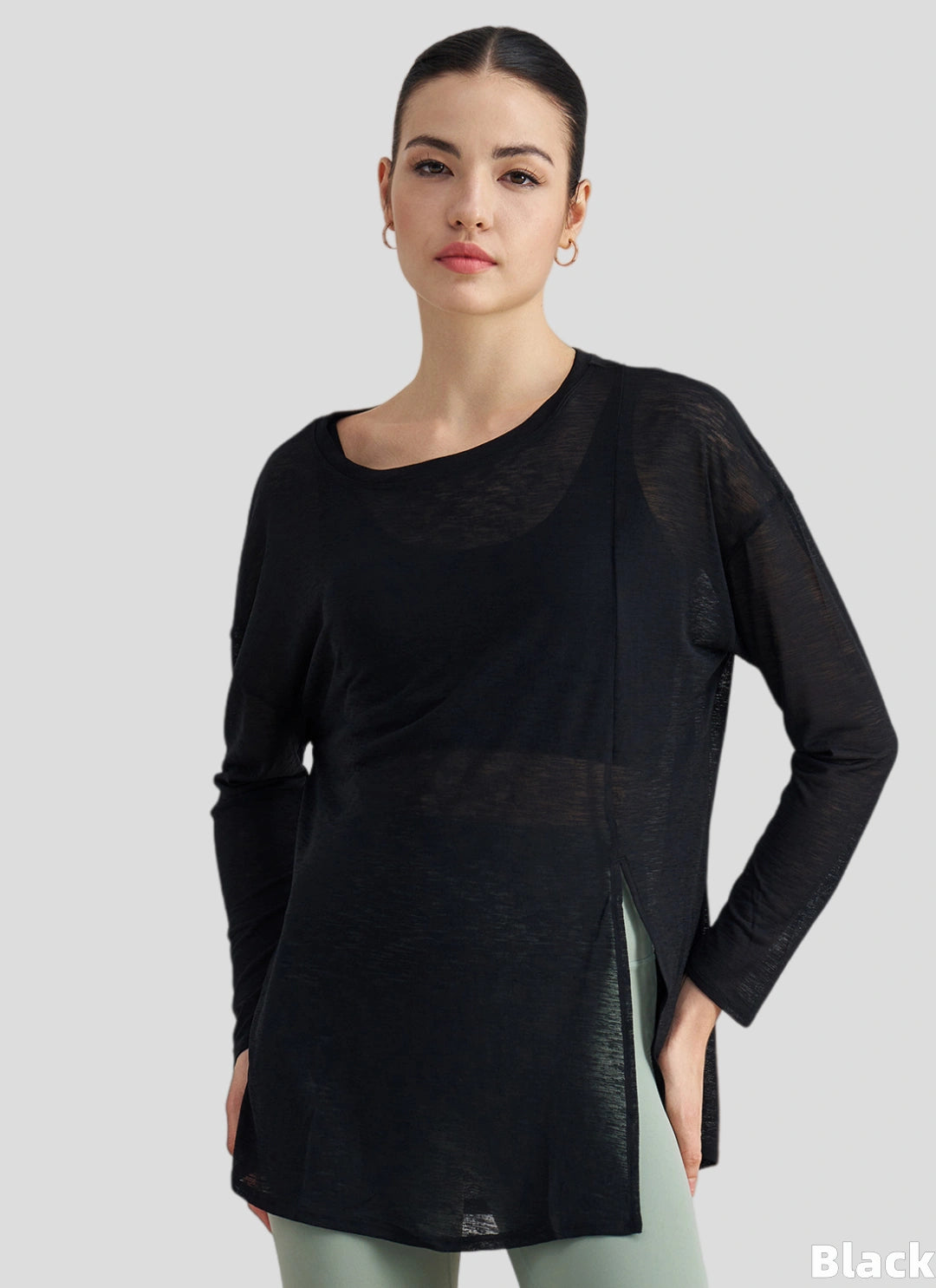 LuneFlow TCX42002 – Hauts de yoga sans couture en gros pour femmes – T-shirts de sport à manches longues respirants effet seconde peau pour le fitness et la course à pied