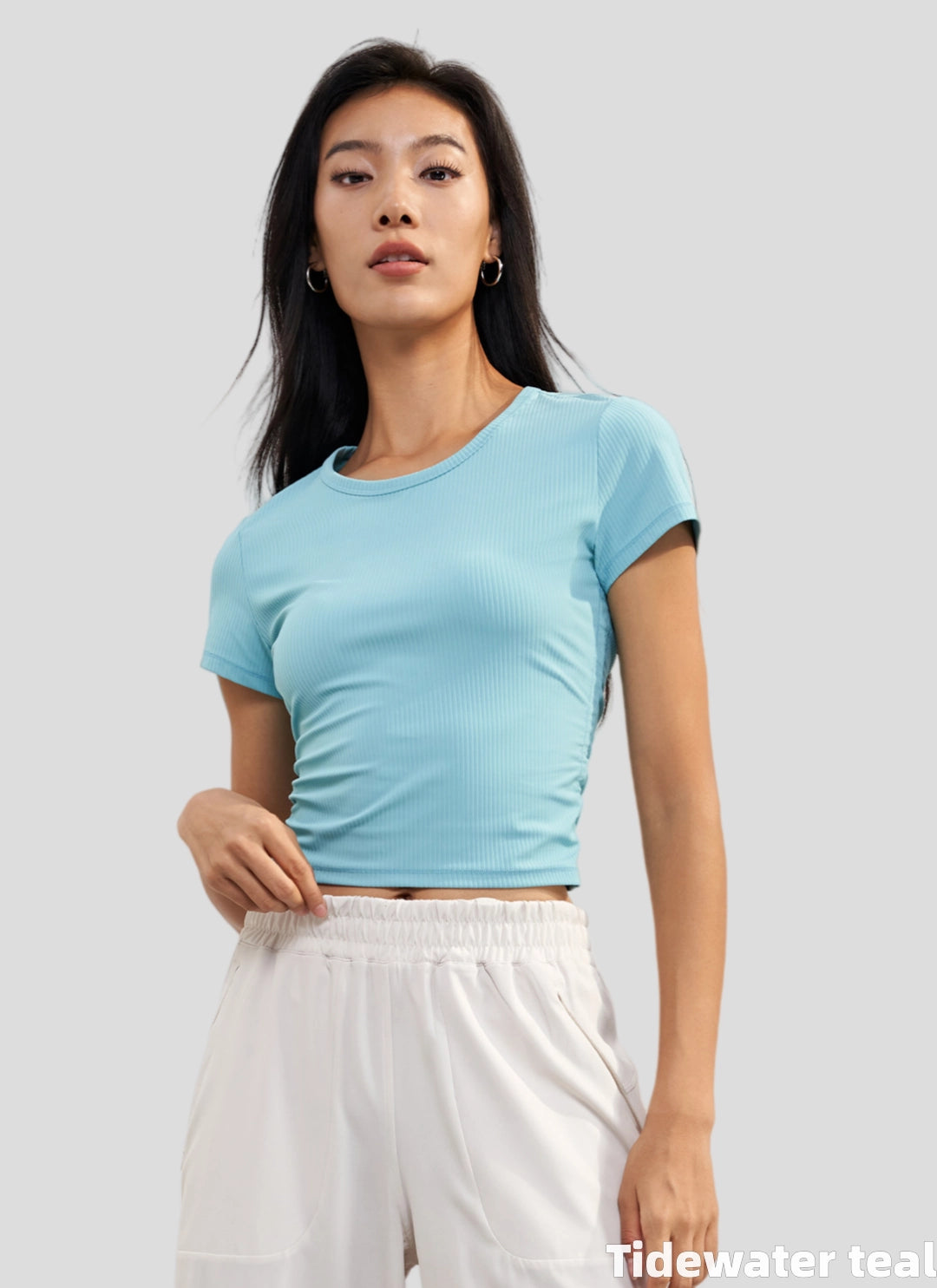 LuneFlow TCX42002 – Hauts de yoga sans couture en gros pour femmes – T-shirts de sport à manches longues respirants effet seconde peau pour le fitness et la course à pied