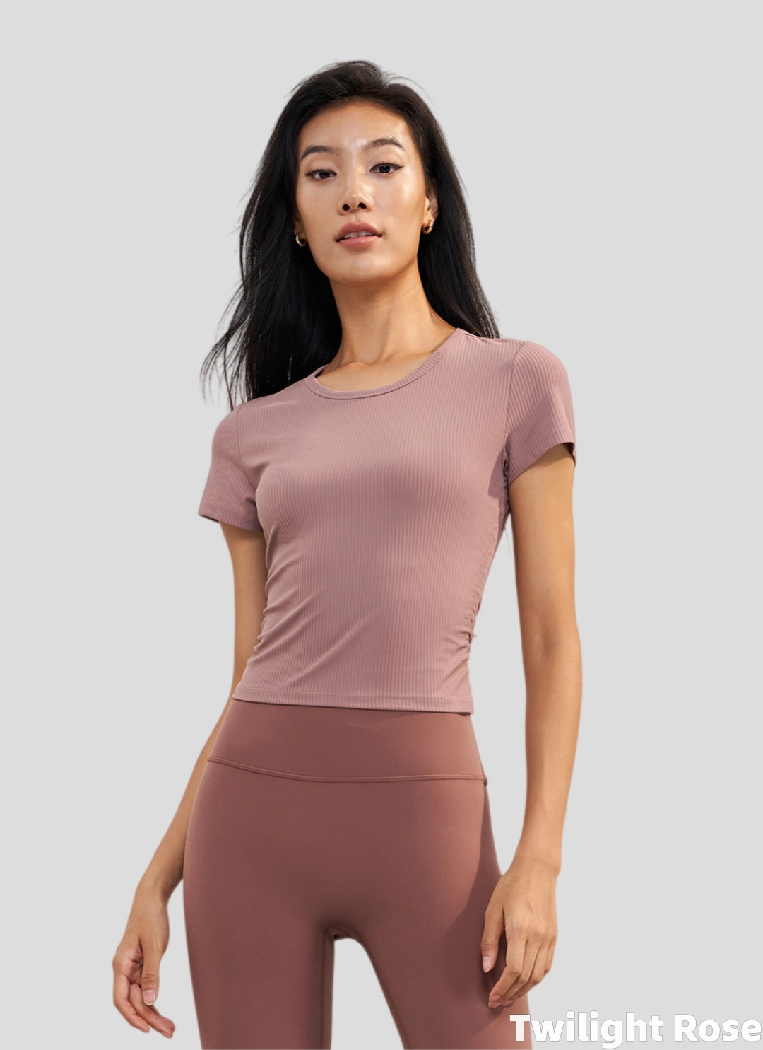 LuneFlow TCX42002 – Hauts de yoga sans couture en gros pour femmes – T-shirts de sport à manches longues respirants effet seconde peau pour le fitness et la course à pied