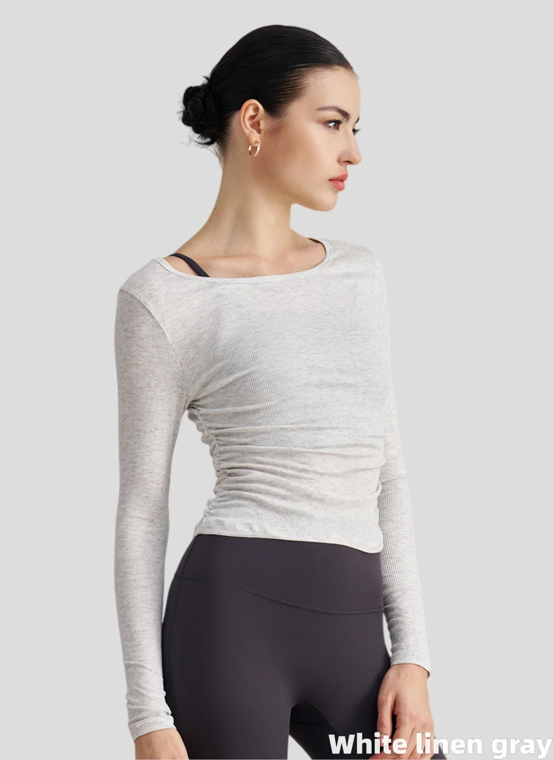 LuneFlow TCX42002 – Hauts de yoga sans couture en gros pour femmes – T-shirts de sport à manches longues respirants effet seconde peau pour le fitness et la course à pied