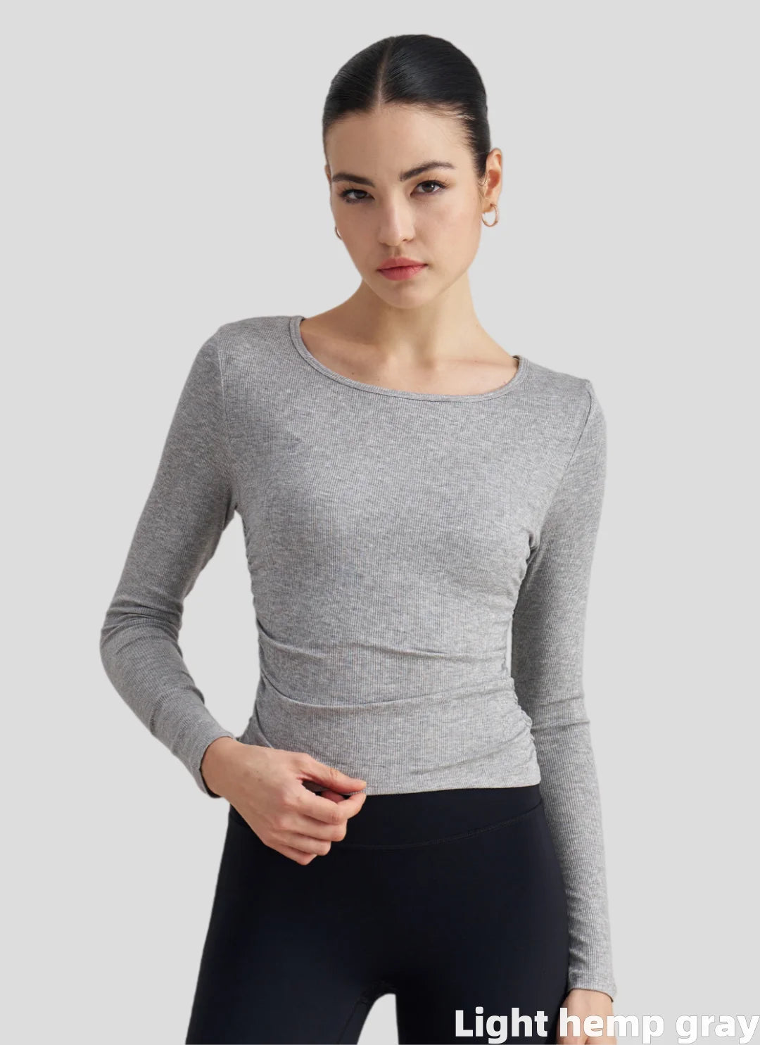 LuneFlow TCX42002 – Hauts de yoga sans couture en gros pour femmes – T-shirts de sport à manches longues respirants effet seconde peau pour le fitness et la course à pied