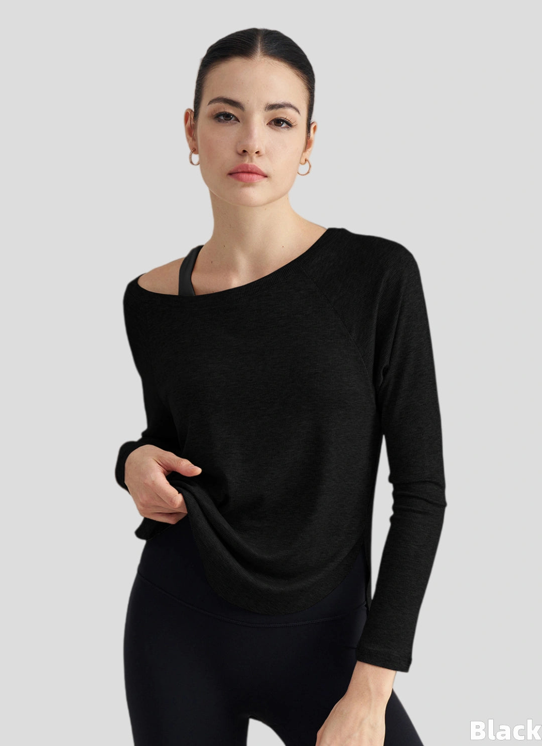 LuneFlow TCX42002 – Hauts de yoga sans couture en gros pour femmes – T-shirts de sport à manches longues respirants effet seconde peau pour le fitness et la course à pied