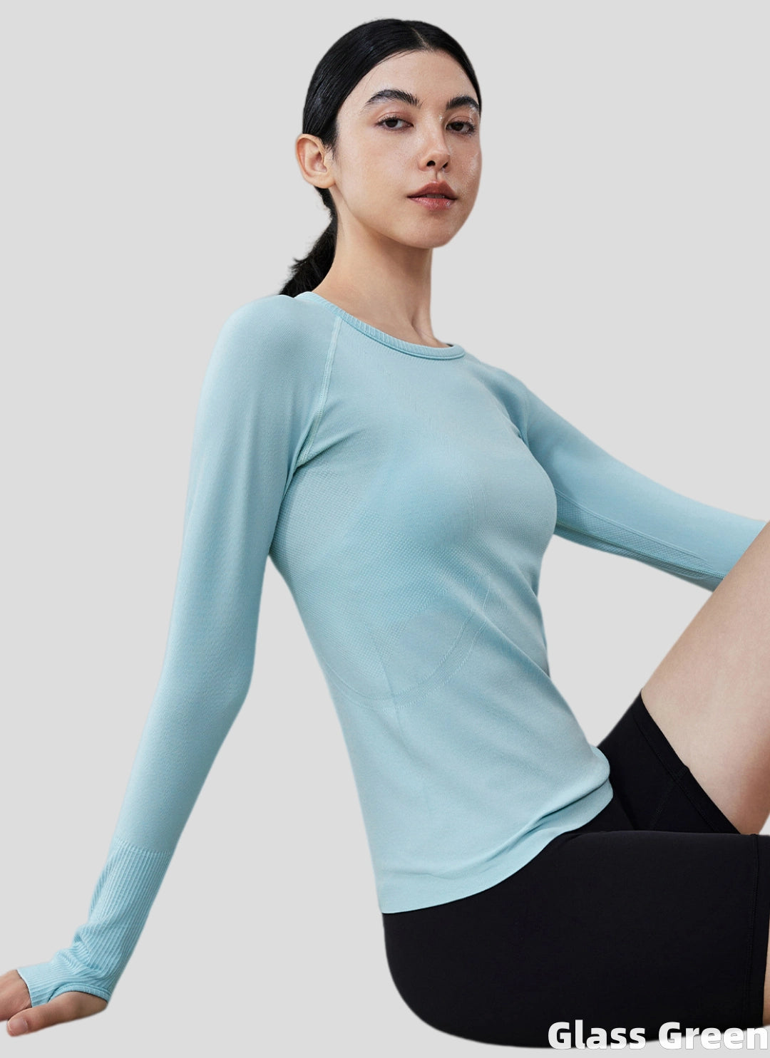 LuneFlow TCX42002 – Hauts de yoga sans couture en gros pour femmes – T-shirts de sport à manches longues respirants effet seconde peau pour le fitness et la course à pied
