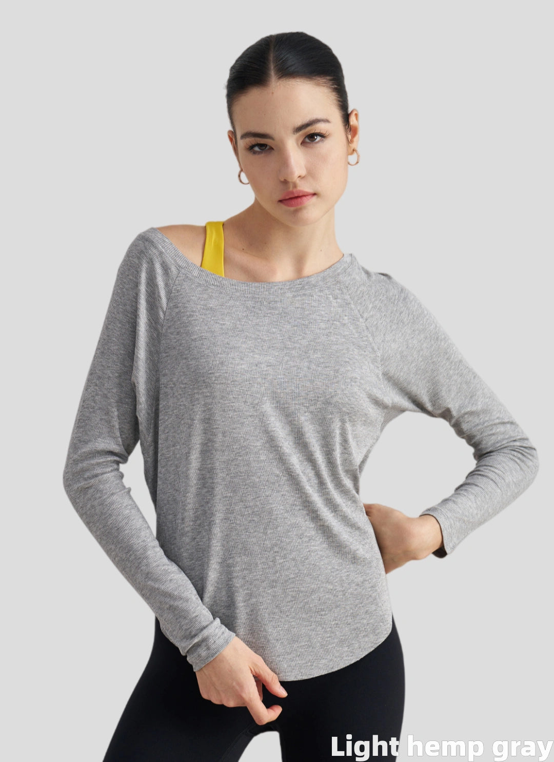 LuneFlow TCX42002 – Hauts de yoga sans couture en gros pour femmes – T-shirts de sport à manches longues respirants effet seconde peau pour le fitness et la course à pied