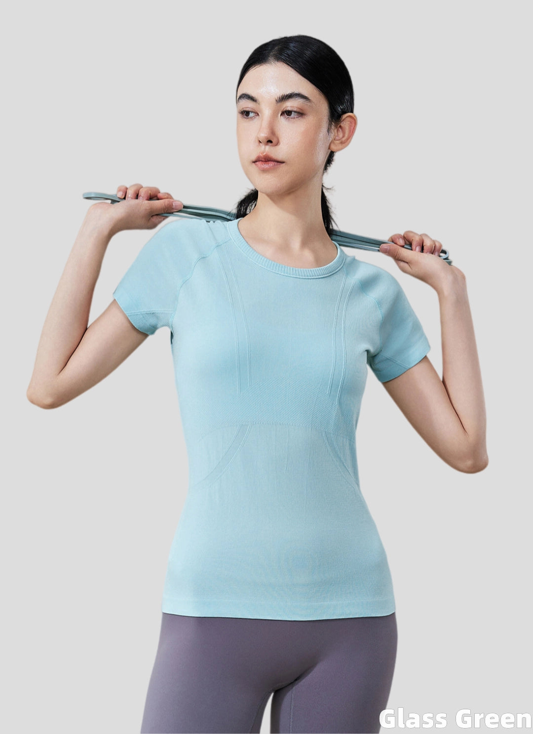 LuneFlow TCX42002 – Hauts de yoga sans couture en gros pour femmes – T-shirts de sport à manches longues respirants effet seconde peau pour le fitness et la course à pied