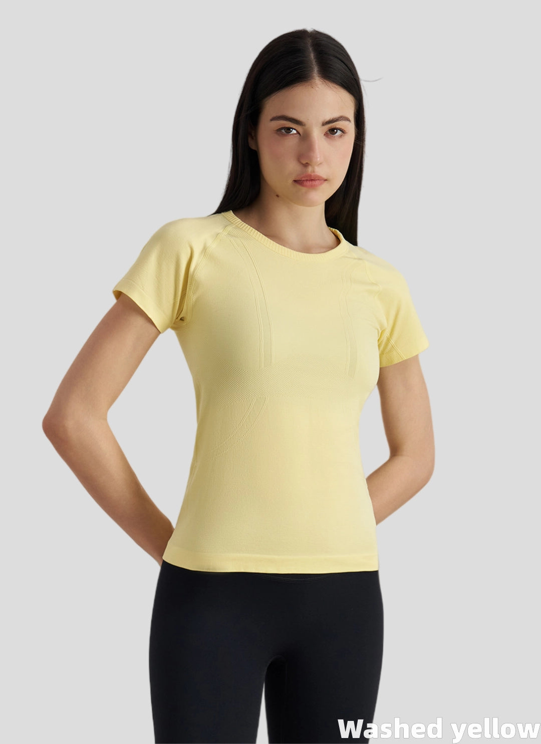 LuneFlow TCX42002 – Hauts de yoga sans couture en gros pour femmes – T-shirts de sport à manches longues respirants effet seconde peau pour le fitness et la course à pied
